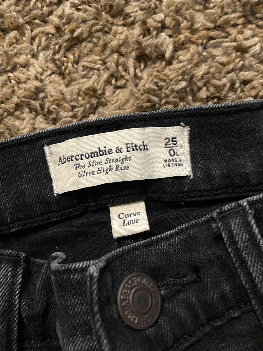 Abercrombie Black High-Rise Women’s Jeans - Classic Straight Leg Size 0 Tall - Picture 4 of 4